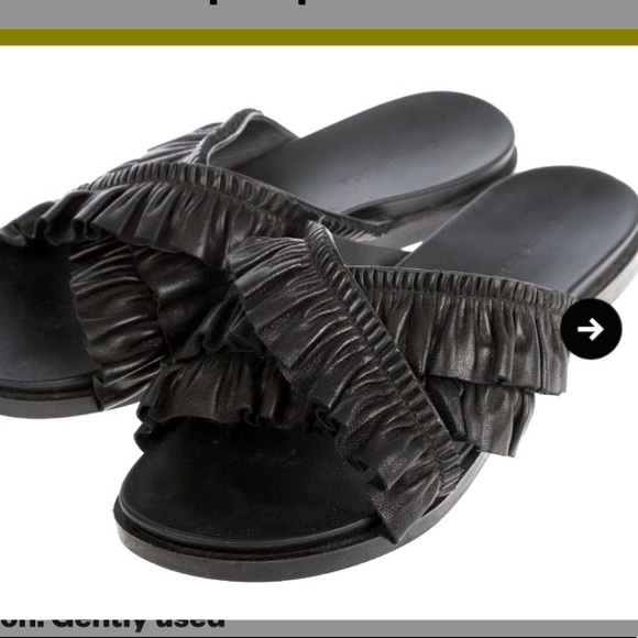 Simone Rocha Shoes - Simone Rocha Black Lambskin Leather Ruffle Slide size 38